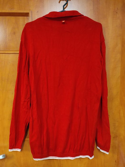 Polo sweter dziergany LFC czerwony ładny M męski sportowy elegancki