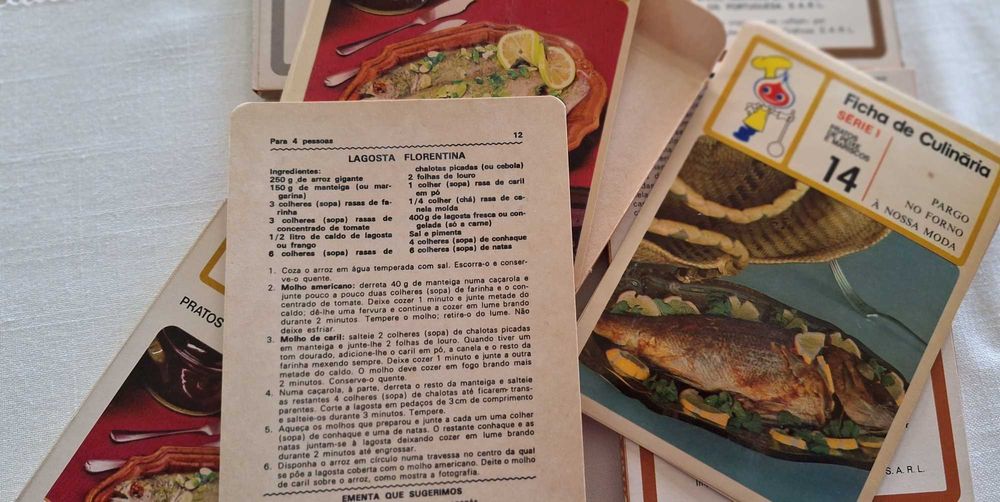 Ficheiros de Culinária 40 Fichas de 1971 RARO VINTAGE