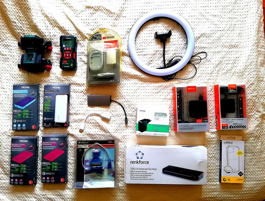 Powerbank, carregadores, Doc station, adaptador Parkside Tronic