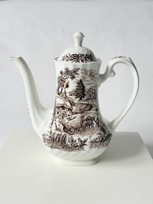 Imbryk angielski Staffordshire England Ridgway countryside brąz serwis kawa herbata dzbanek