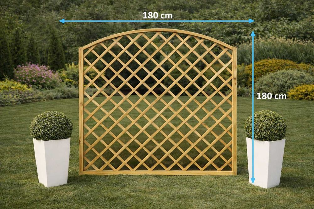 Płot Kratownica z Łukiem 180x180 cm Pergole Pergola Kratki Trejaże