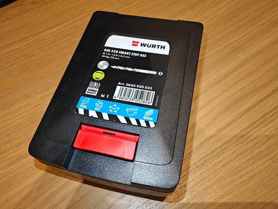 Nowy zestaw wierteł spiralnych Wurth HSS DIN 338 SMART STEP 25 sztuk.