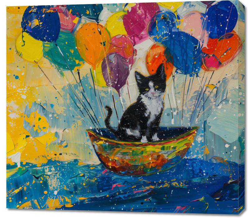 Obraz 100x90cm Kot na Łodzi