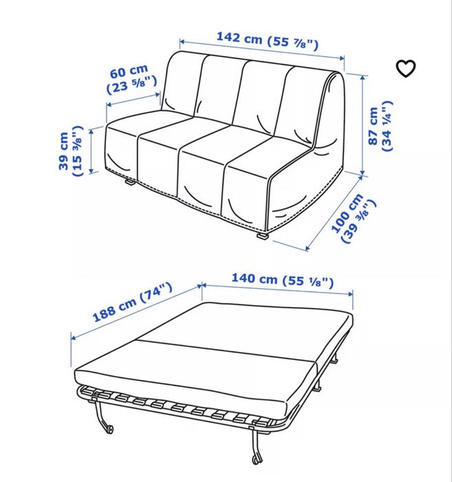 Sofá cama bege ikea