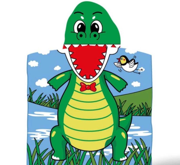 Ręcznik Kąpielowy z Kapturkiem na Basen Plażę Poncho Dziecięce 120x60