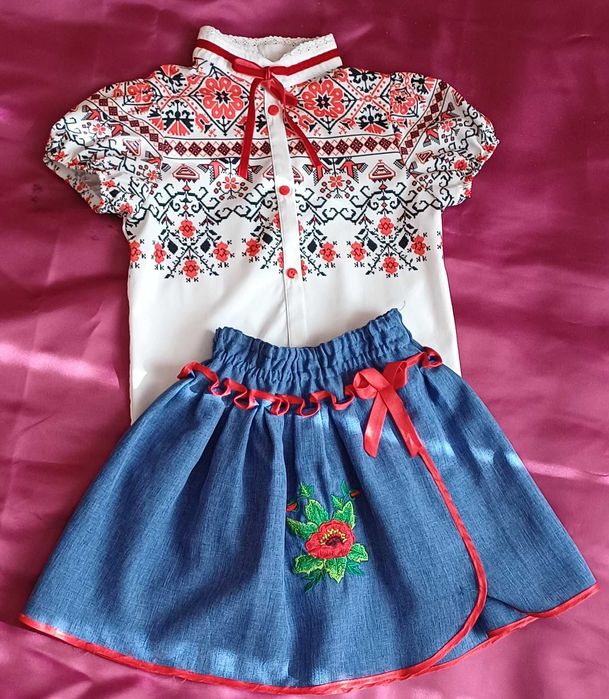 Блузка вишиванка для дівчинки, юбка