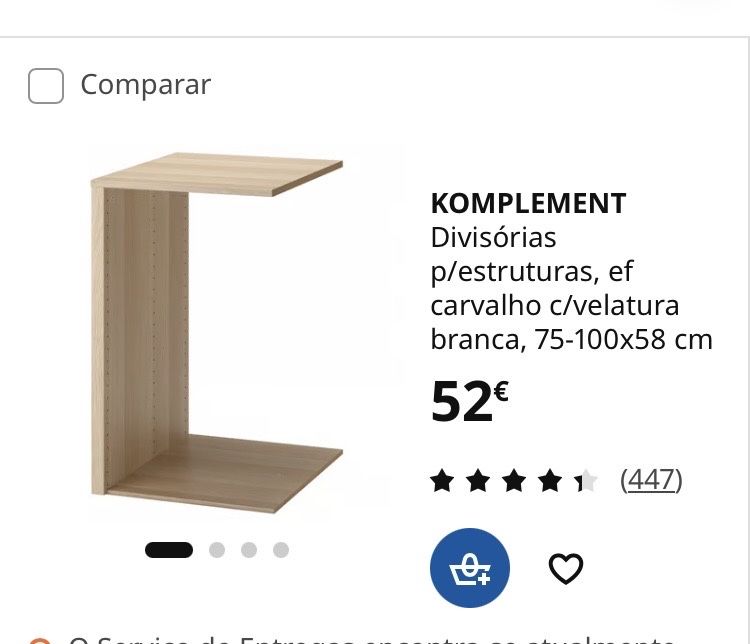 KOMPLEMENT Divisórias p/estruturas, ef carvalho c/velatura branca