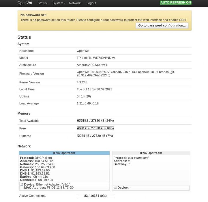 TP-Link WR741ND v4.21 9V 0.5A працює від батареї USB