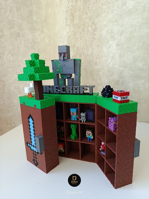 Стенд-шафа Minecraft ‼️ Поличка для фігурок Кіндер Майнкрафт