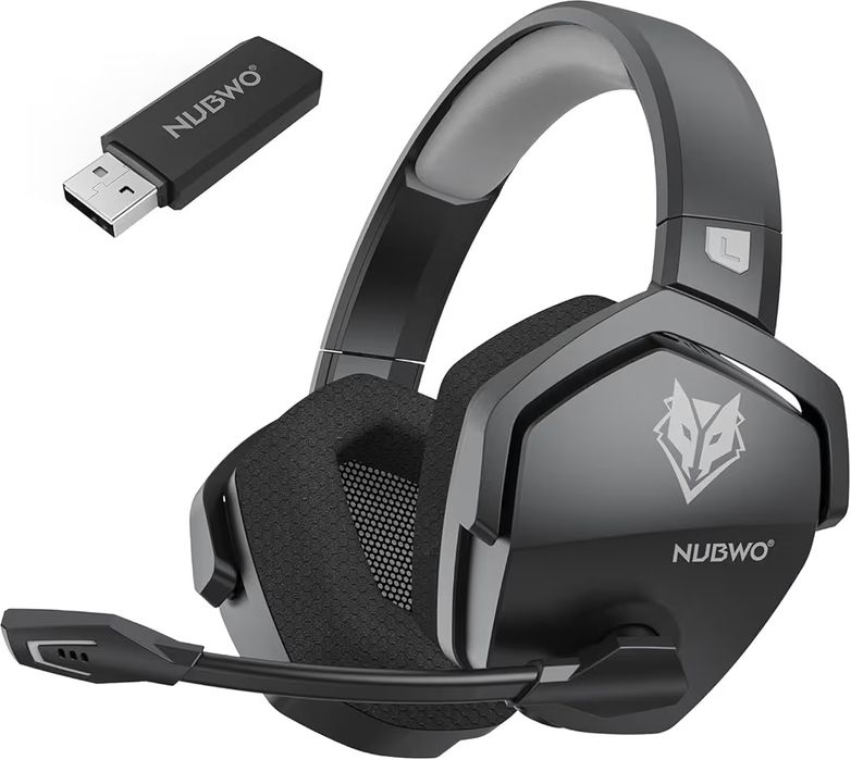 NUBWO G06 Auscultadores Gaming Sem Fios com Drivers de 50 mm para PC/Ps5/Ps4/NS/Mobile, Auscultadores Gaming Sem Fios com 2.4 GHz+Bluetooth 5.3 Modo D