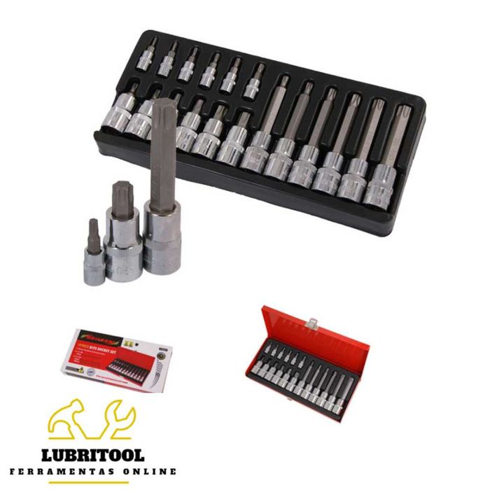 Jogo 16 Chaves Caixa Torx 1/4" 1/2" T8-T60 CT2561 | NOVOS