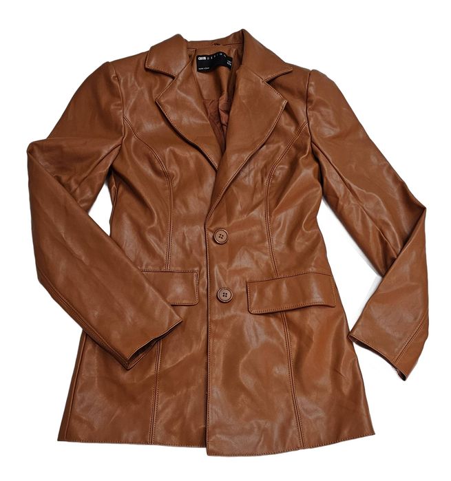 Kurtka Damska Skórzana Asos Brązowa Rozmiar Xs