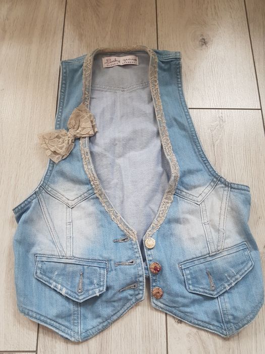 Kamizelka jeansowa z kokardką rozm S/M