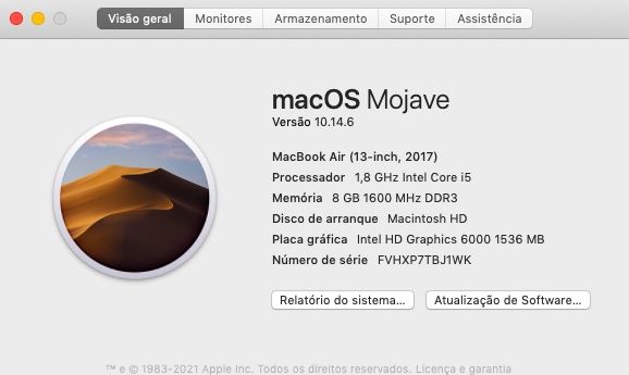 Apple MacBook Air 13" (2017) + Magic mouse + Carregador novo