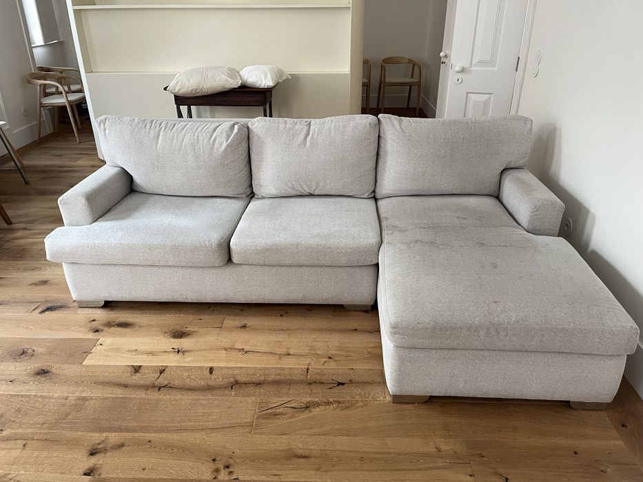 Sofá com chaise longue Cinzento