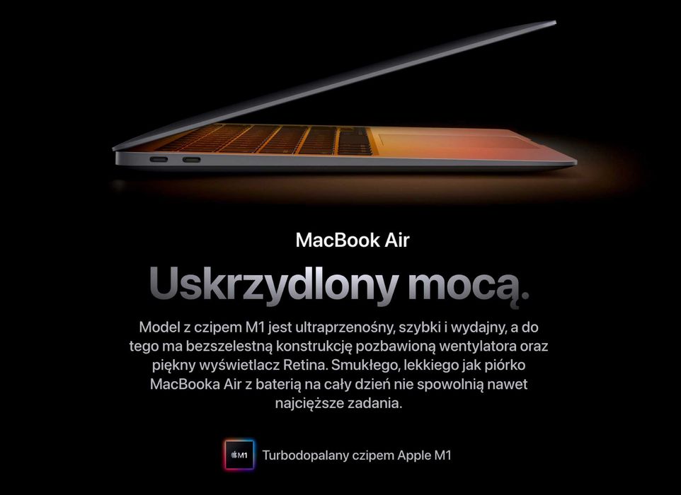 Nowy Apple MacBook Air 13 M1 16RDZ 256GB ZŁOTY DODATKI GW-3LATA! FV23%