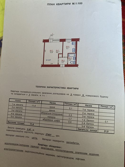 Продам квартиру 21м