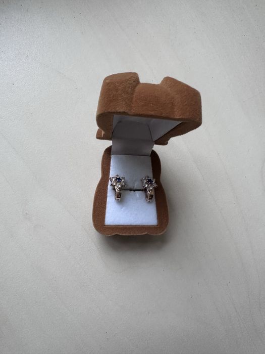 Серьги золото с фианитами детские