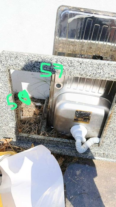 2 Tampos de granito cozinha corte placa e lava loiça, pia usada oferta