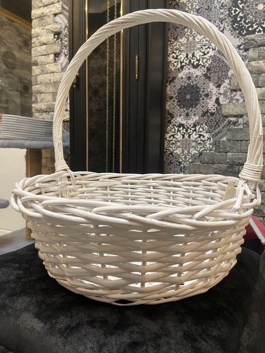 Корзина, плетенний кошик, білий, 38*15 см на пікнік / шашлик / барбекю