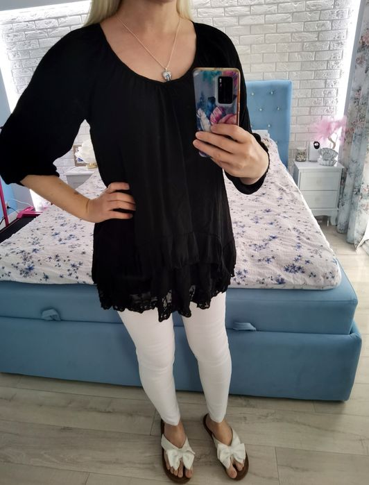 Bluzka Kappahl czarna z koronką uniwersalna Oversize Ciążowa  za darmo