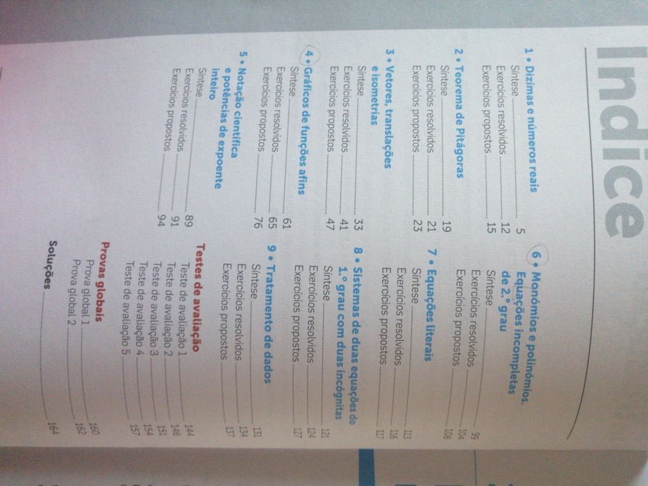 Livro de síntese dos conteúdos, exercícios matemática  8 ano