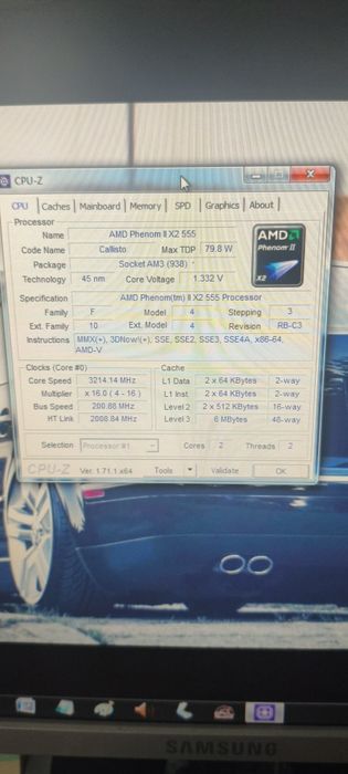Procesor AMD Phenom II 555 BE,  płyta Gigabyte 78LMT-S2P , ram 4gb