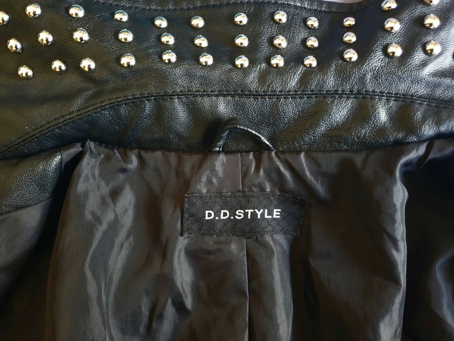 Ramoneska Nowa Black avant garde zip leather jacket rock nity ćwieki D.D. Style 36 38 S M