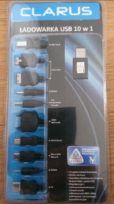 Ładowarka usb -10 końcówek do telefonów, gier ,MP3 ,MP4 ...