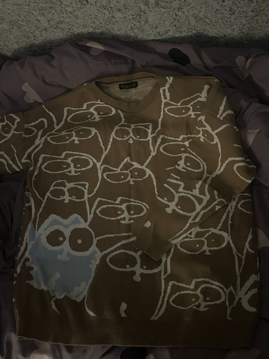 Вязана кофта оверсайз з котиками