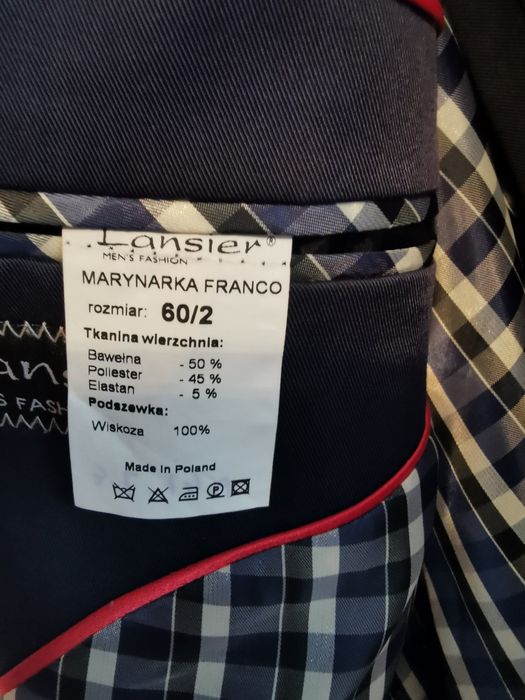 Garnitur Męski Lansier sportowy bardzo ładny rozmiar 60 granat.