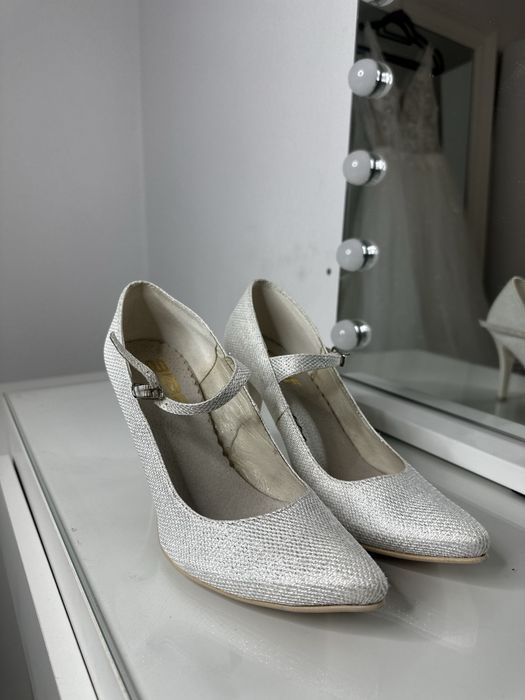 Buty ślubne buty do ślubu szpilki brokatowe