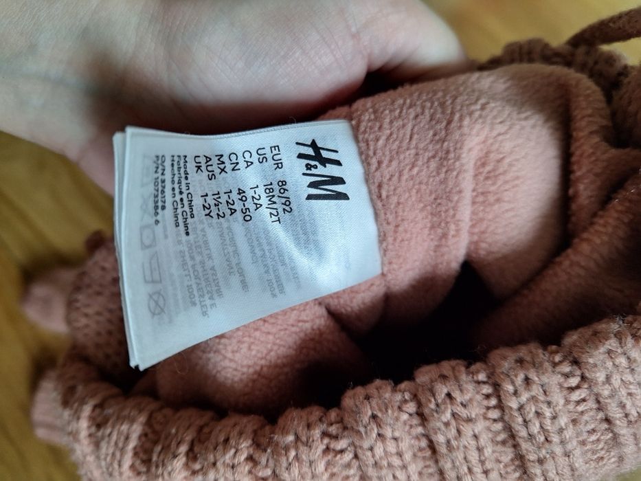 Komplet HM czapka i rękawiczki  86 92 brudny róż