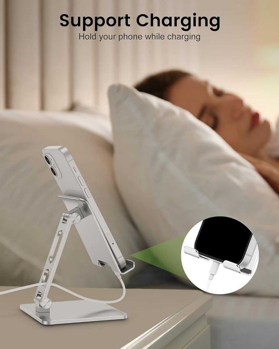 Suporte em metal rebatível para tablets e telemóveis,