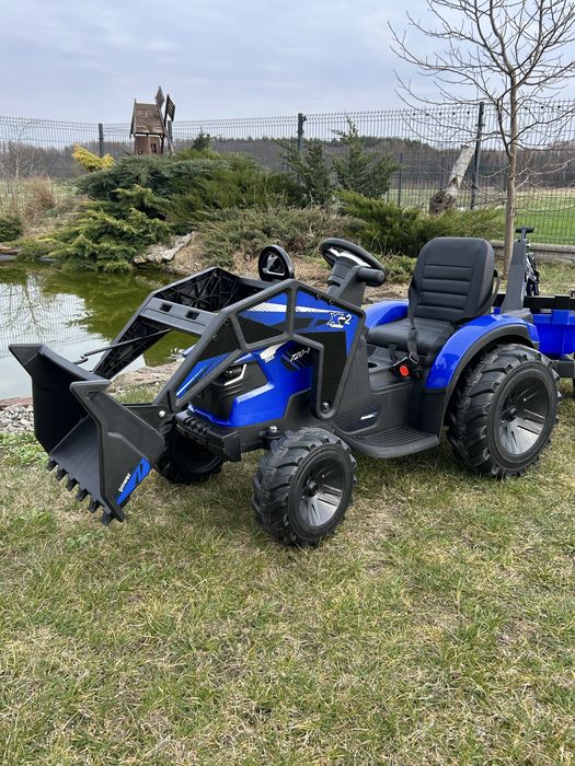 TRAKTOR na Akumulator Dla Dzieci 2X200W 24V Przyczepa Spychacz Koparka