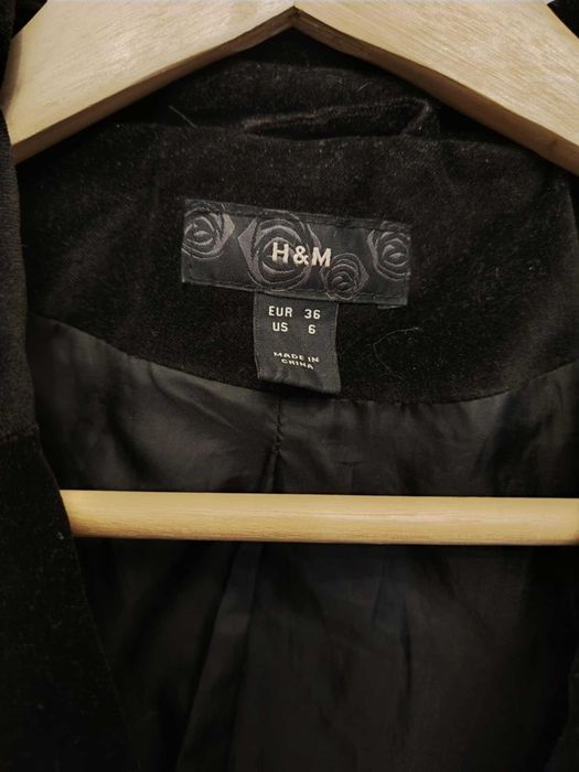 marynarka h&m czarny akasamit 36