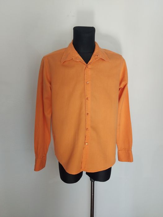 Koszula pomarańczowa męska vintage XL długi rękaw retro