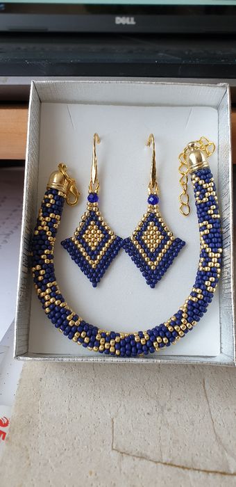 kolczyki i bransoletka z koralików toho