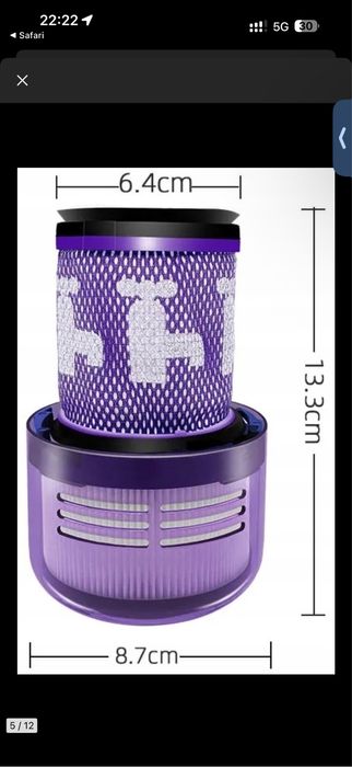 Filtr Firmy Kasamica pasuje dla Dyson v12 detect slim