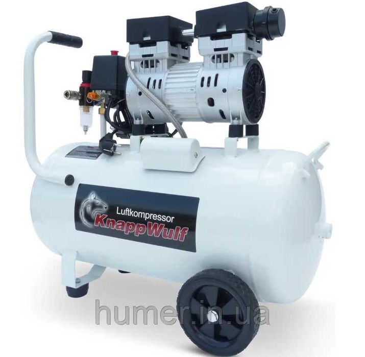 Компресор 2х циліндр безмасляний KnappWulf 50 л 1500 Вт 210л/хв 10 бар