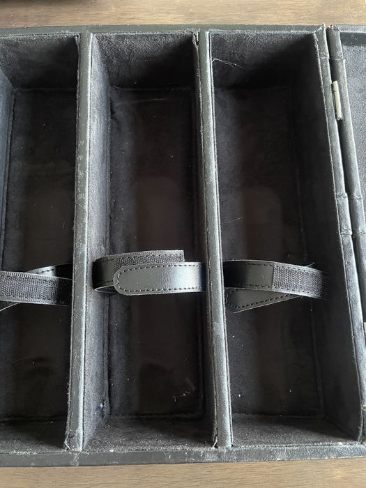 Caixa de pele preta vintage para garrafas