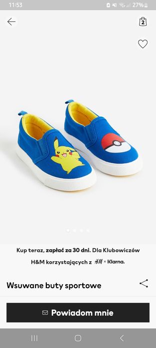Trampki pokemon dla chlopca