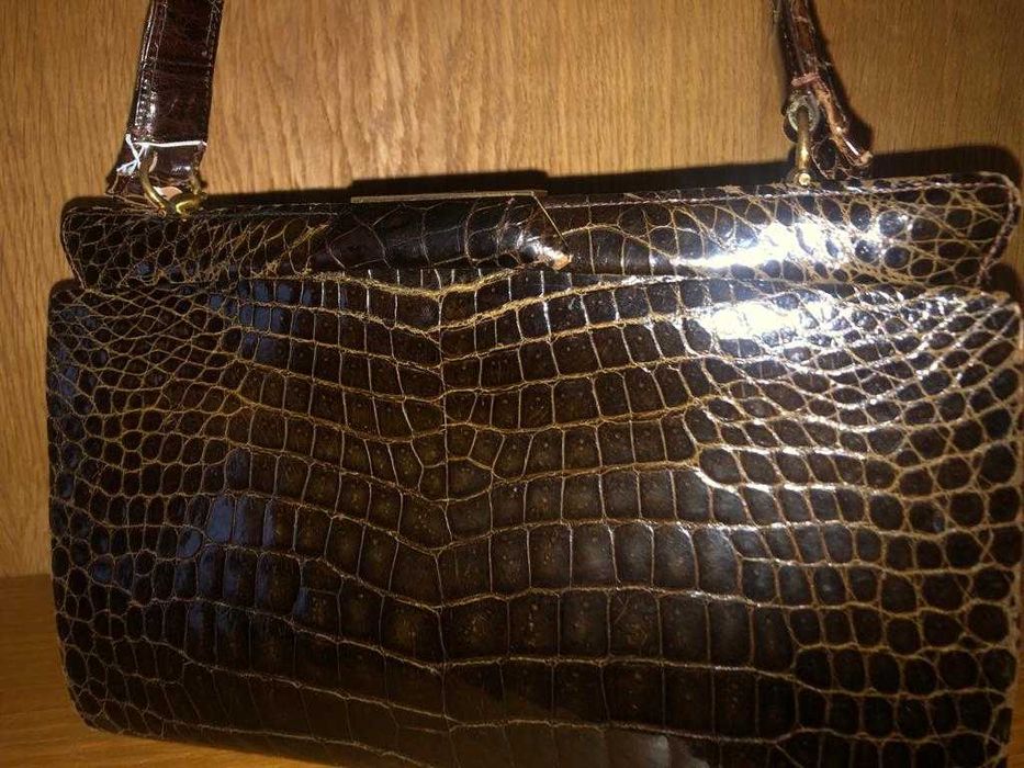 Carteira castanha de crocodilo