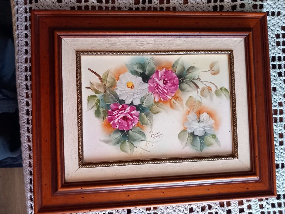 Quadro a óleo de flores de Zulmira Marques