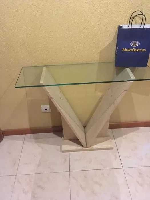 móvel para hall em pedra / vidro