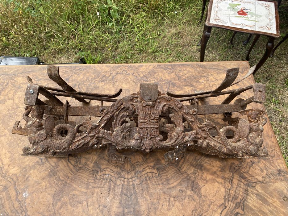 Antyczna żeliwna waga Weber 15kg masywna bogato zdobiona unikat