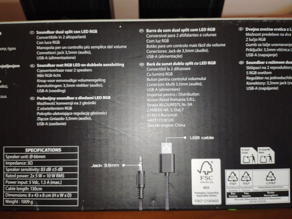 Colunas Gaming Battleron com LED RGB