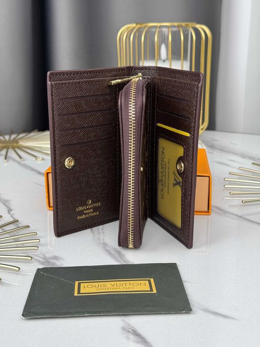 Кошелек женский Louis Vuitton книжка коричневый черный Луи Виттон