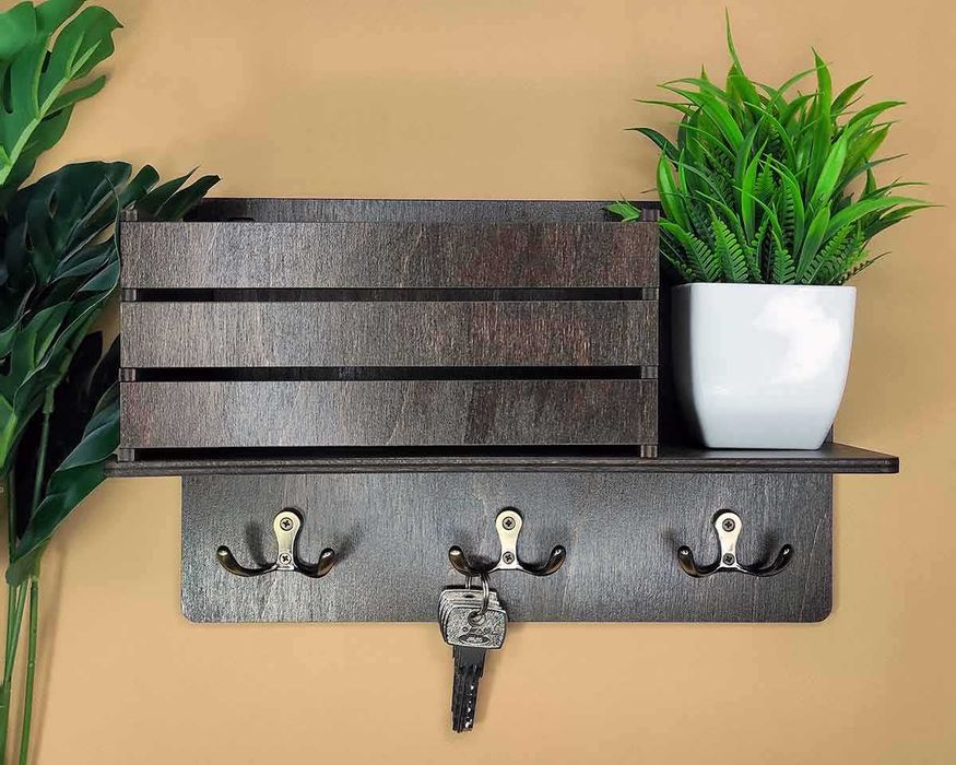 Деревянная полка-ключница вешалка для ключей органайзер держатель бокс