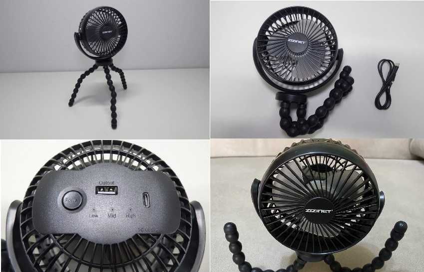 Mini ventilador ventoinha recarregável USB com tripé e power bank NOVO